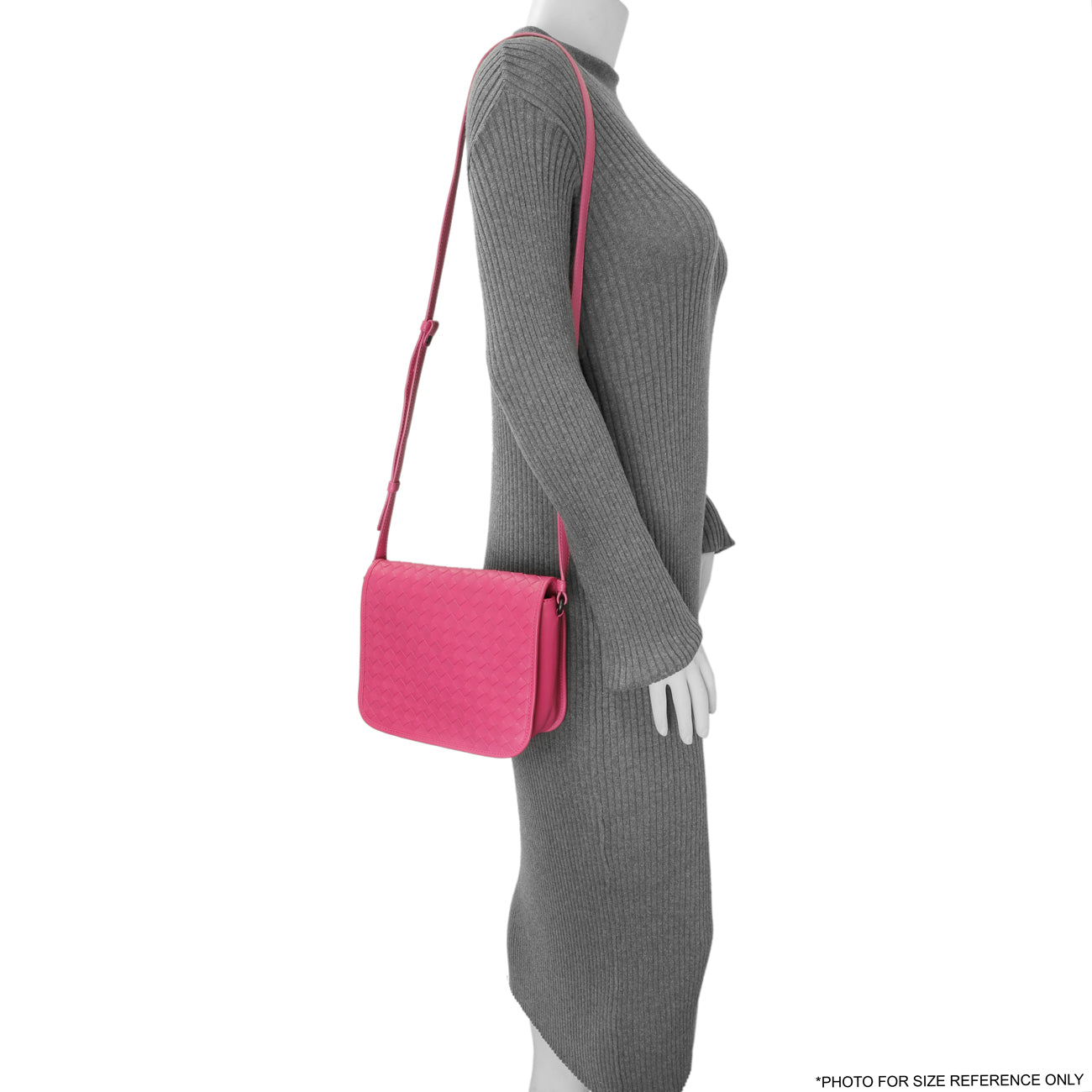 Bottega Veneta Pink Nappa Intrecciato Mini Flap Crossbody – Modaselle