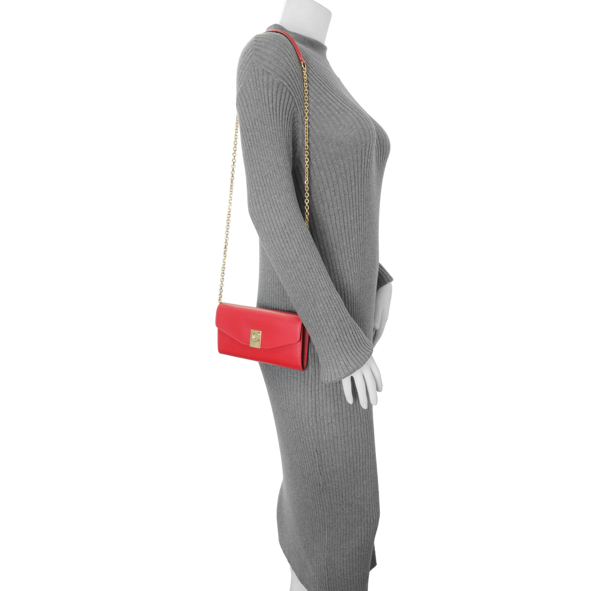 Celine Red Calfskin C Wallet on Chain Handbags Celine