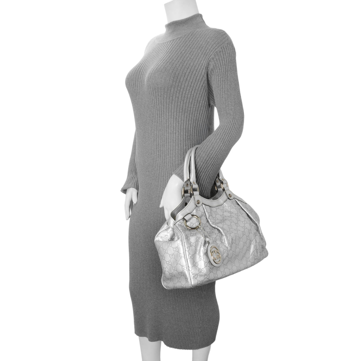 Gucci Silver Guccissima Sukey Tote Handbags Gucci