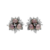 18K White Gold Trefoil Cluster Tahitian Pearl Floral Earrings Fine Jewellery Modaselle