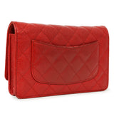 Chanel Red Quilted Caviar Classic Wallet on Chain WOC