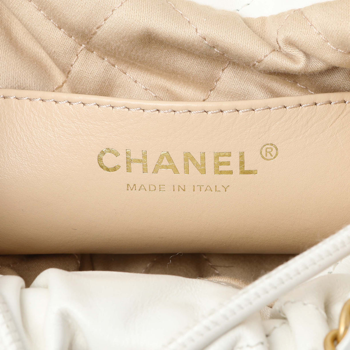 Chanel White Shiny Calfskin Quilted Mini Chanel 22