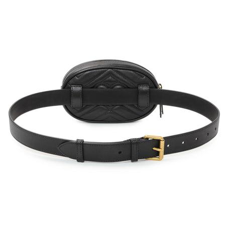 Gucci Black Calfskin Matelasse GG Marmont Belt Bag Handbags Gucci