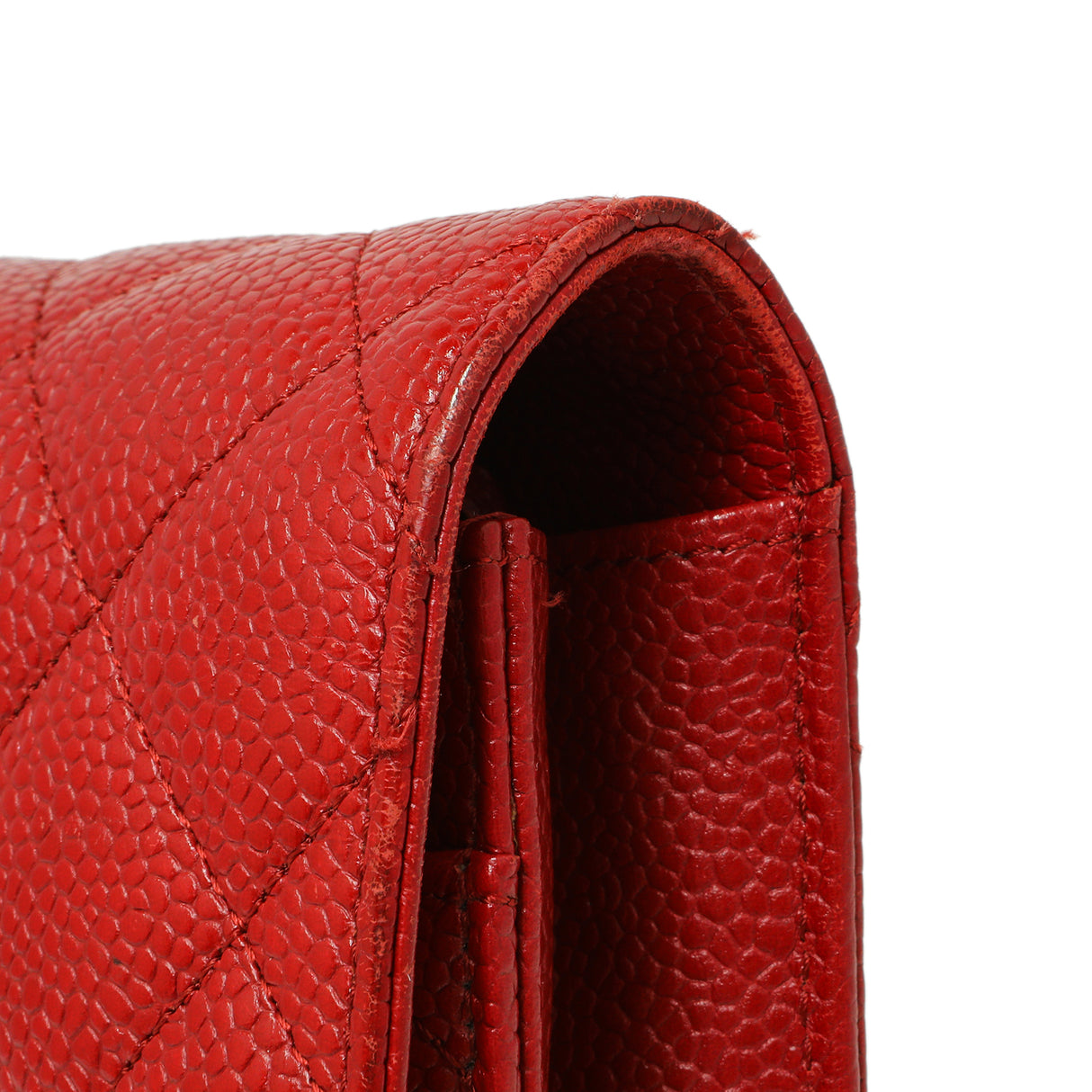 Chanel Red Quilted Caviar Classic Wallet on Chain WOC