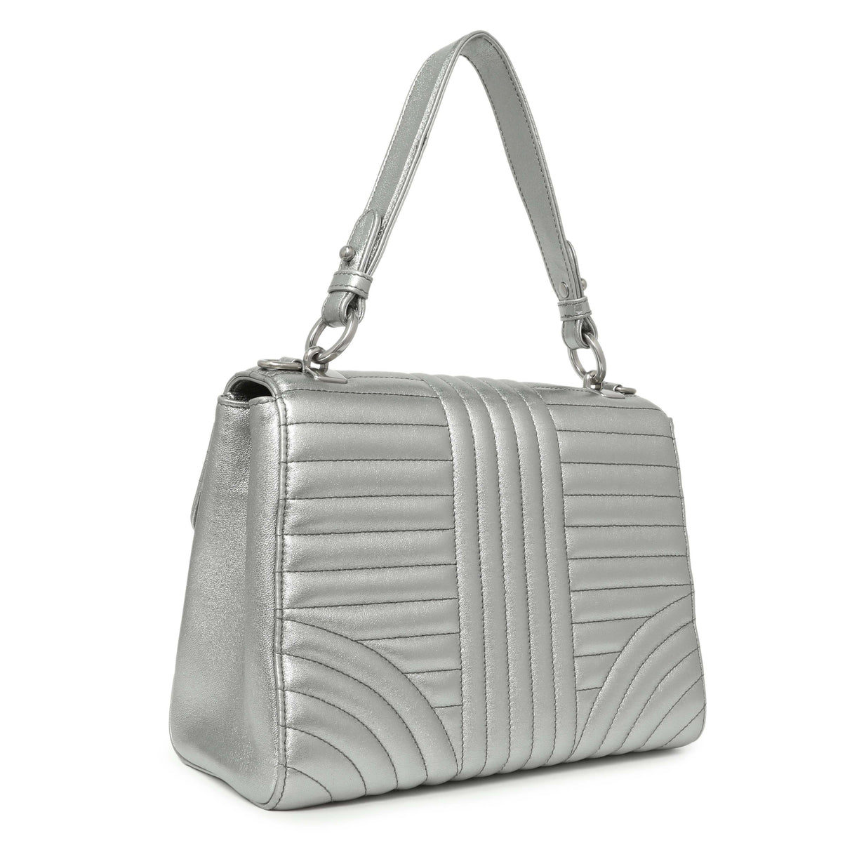 Prada Silver Calfskin Diagramme Flap Bag