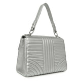 Prada Silver Calfskin Diagramme Flap Bag