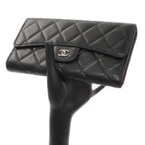 Chanel Lambskin Quilted Large Flap Wallet Black Accessories Chanel