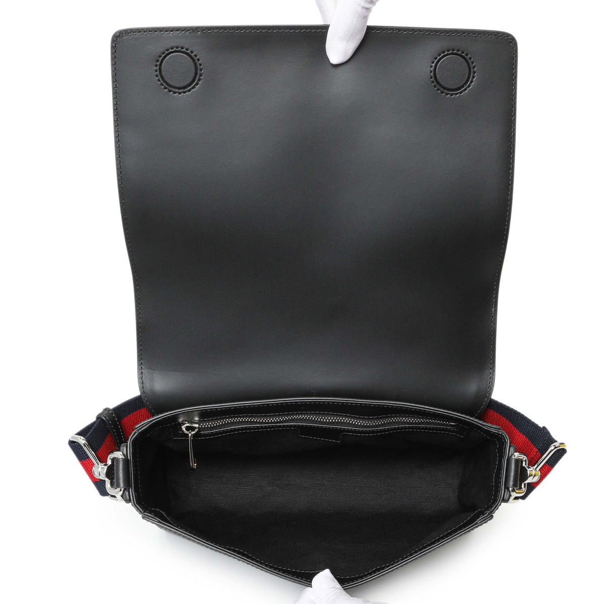 Gucci GG Supreme Monogram Appia Calfskin Web Flap Messenger Handbags Gucci
