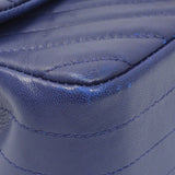 Chanel Blue Chevron Quilted Lambskin Mini Rectangular Flap Handbags Chanel