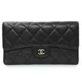 Chanel Lambskin Quilted Large Flap Wallet Black Accessories Chanel