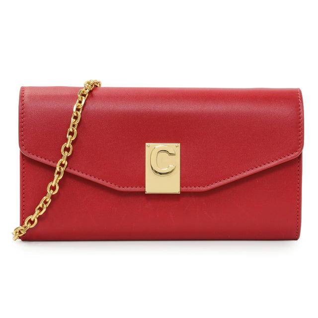 Celine Red Calfskin C Wallet on Chain Handbags Celine