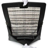 Chanel Black Calfskin Woven PVC Medium Boy Flap