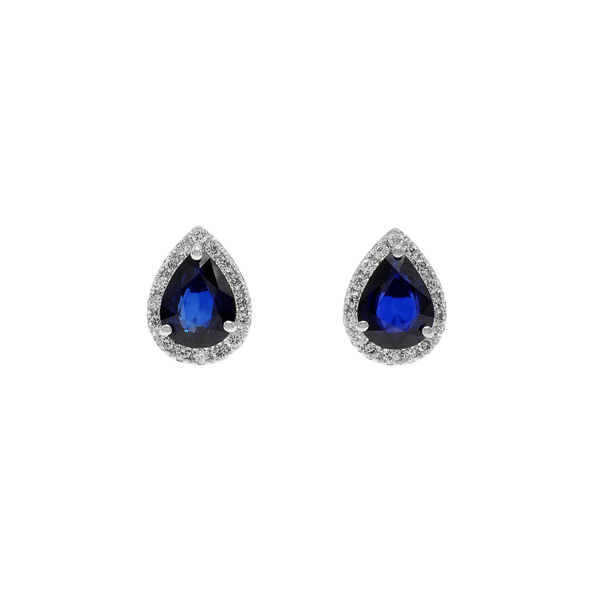 18K White Gold 3.08 Carat Sapphire Diamond Earrings