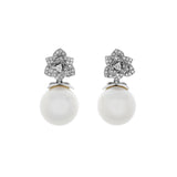 18K White Gold 12.9mm South Sea Pearl Blossom Drop Earrings Fine Jewellery Modaselle