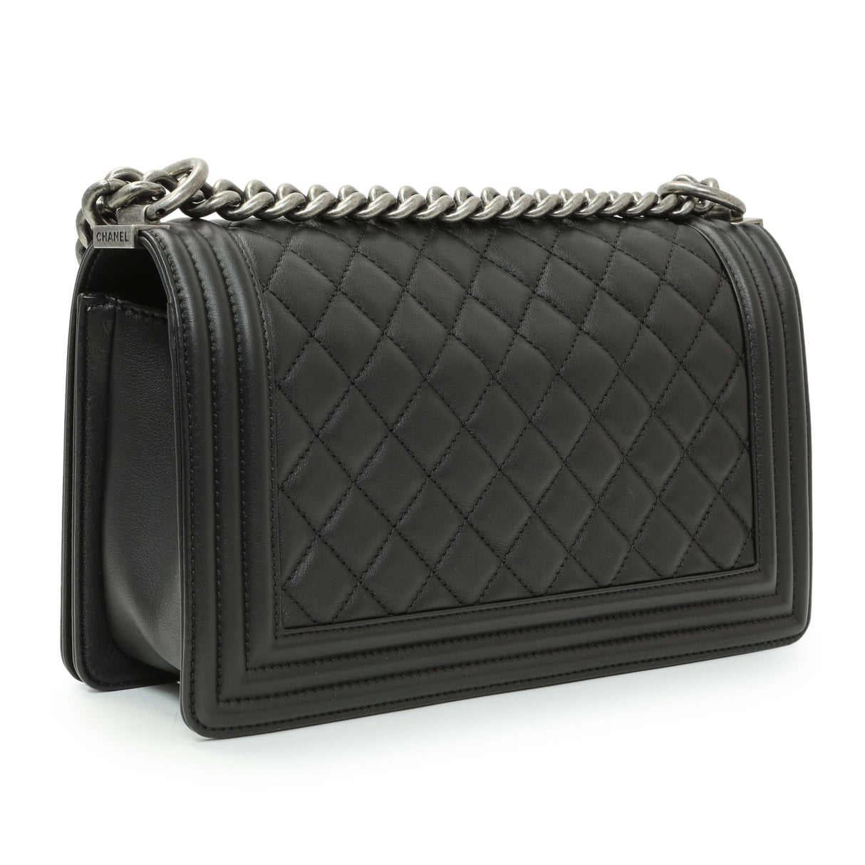 Chanel Black Quilted Lambskin Medium Boy Flap Handbags Chanel