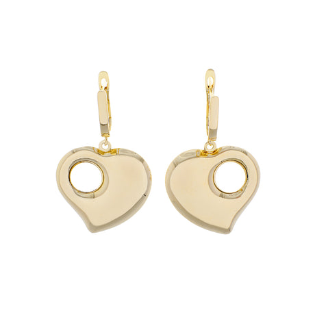 18K Yellow Gold Puffy Heart Earrings Fine Jewellery Modaselle