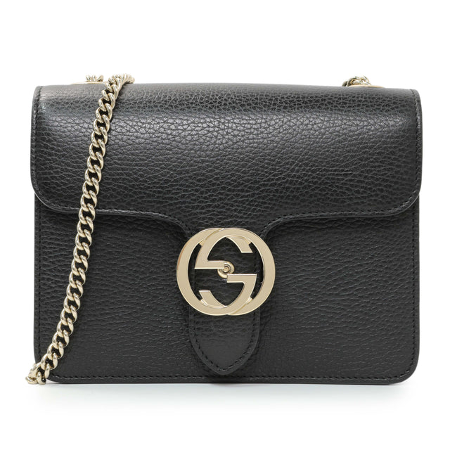 Gucci Black Dollar Calfskin Small Interlocking G Shoulder Bag Handbags Gucci