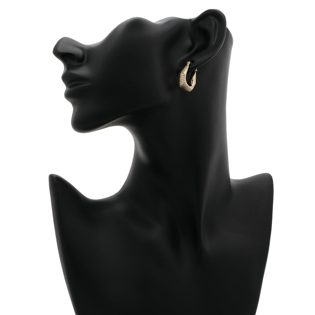 18K Yellow Gold Diamond Cut Bell Hoop Earrings Fine Jewellery Modaselle