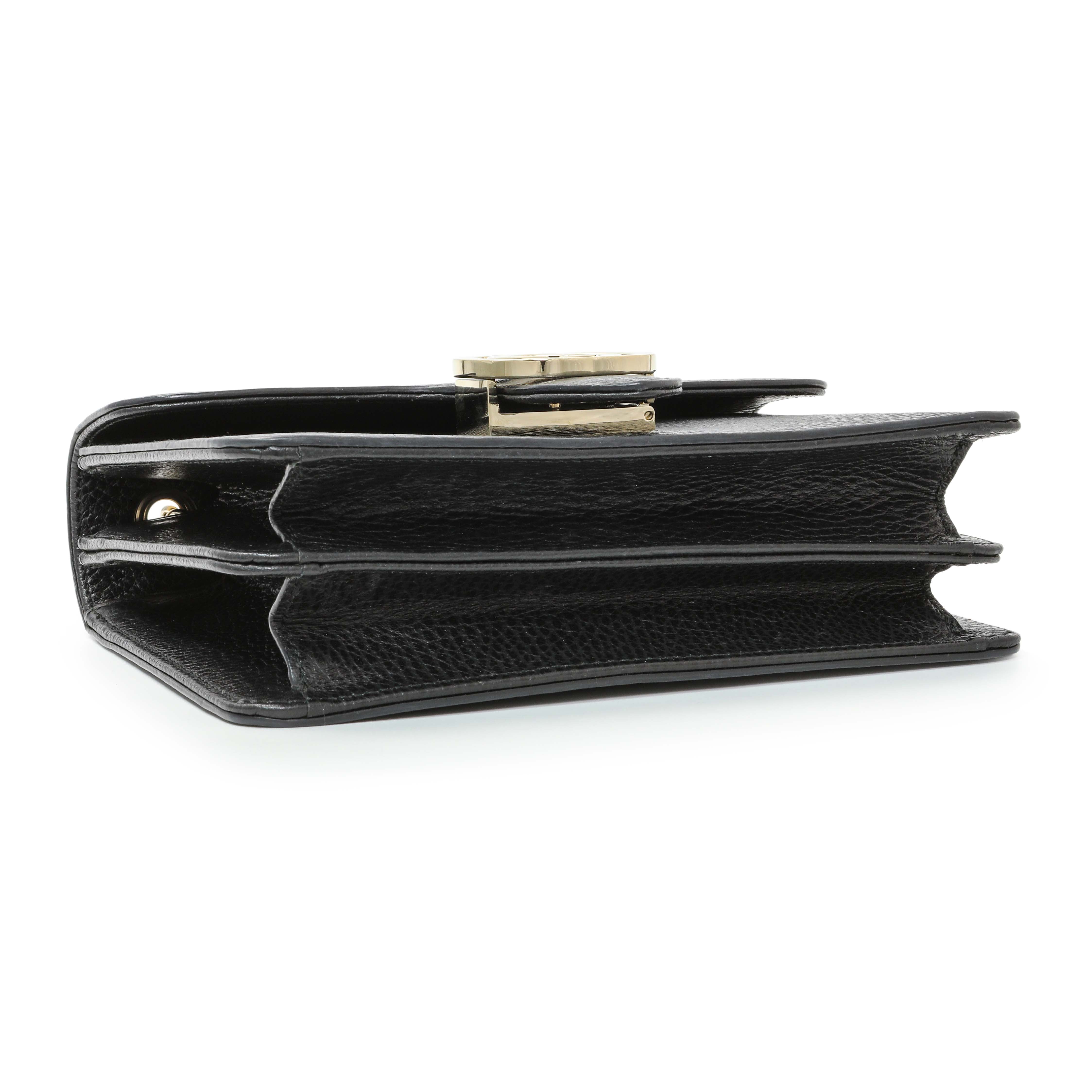 Gucci Black Dollar Calfskin Small Interlocking G Shoulder