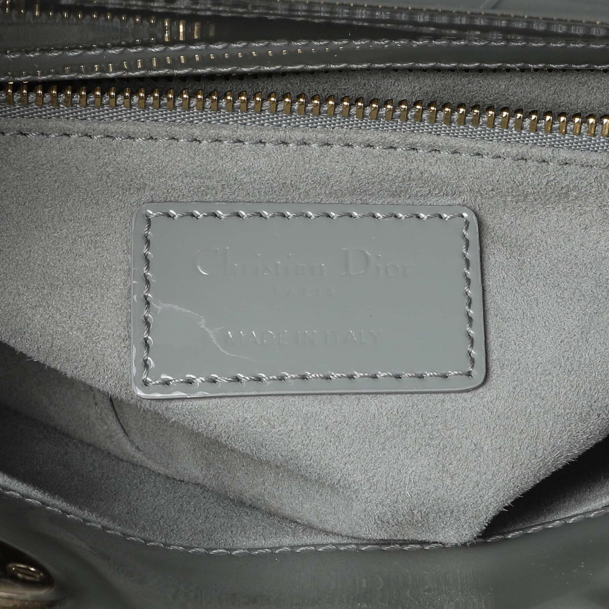 Christian Dior Grey Patent Cannage Small Lady Dior