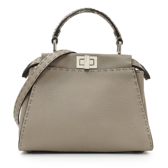 Fendi Plaster Cuoio Romano Snakeskin Selleria Mini Peekaboo Iconic Satchel Handbags Fendi
