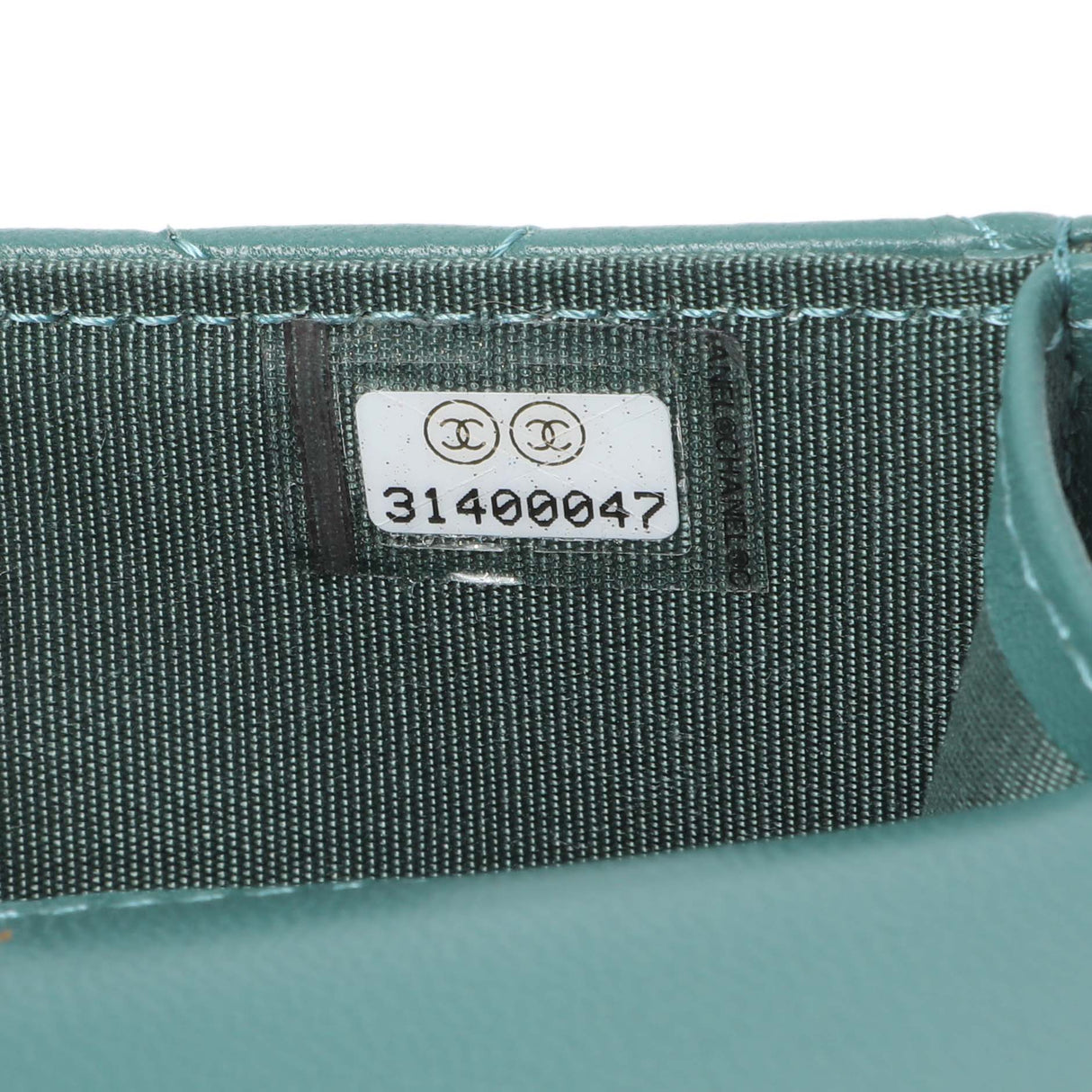 Chanel Teal Lambskin Top Handle Flap Coin Purse With Chain