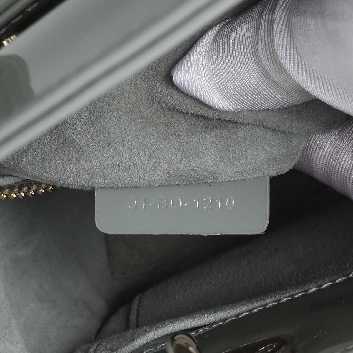 Christian Dior Grey Patent Cannage Small Lady Dior