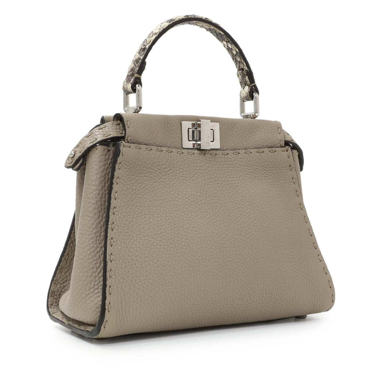 Fendi Plaster Cuoio Romano Snakeskin Selleria Mini Peekaboo Iconic Satchel Handbags Fendi