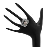 18K White Gold 17.0mm Tahitian Pearl Convertible Floral Pendant Ring Fine Jewellery Modaselle