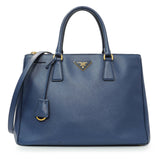 Prada Blue Saffiano Medium Galleria Double Zip Tote Handbags Prada