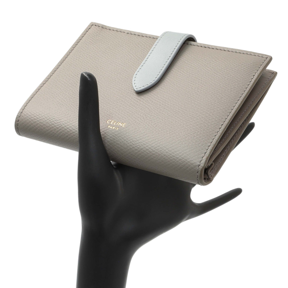 Celine Grey Grained Calfskin Medium Multifunction Strap Wallet