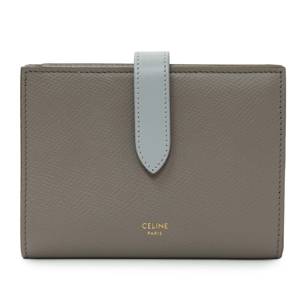 Celine Grey Grained Calfskin Medium Multifunction Strap Wallet