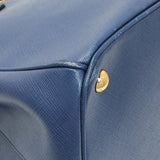 Prada Blue Saffiano Medium Galleria Double Zip Tote Handbags Prada
