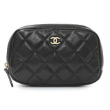 Chanel Black Caviar Quilted Small Curvy Pouch Cosmetic Case Accessories Chanel