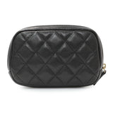 Chanel Black Caviar Quilted Small Curvy Pouch Cosmetic Case Accessories Chanel