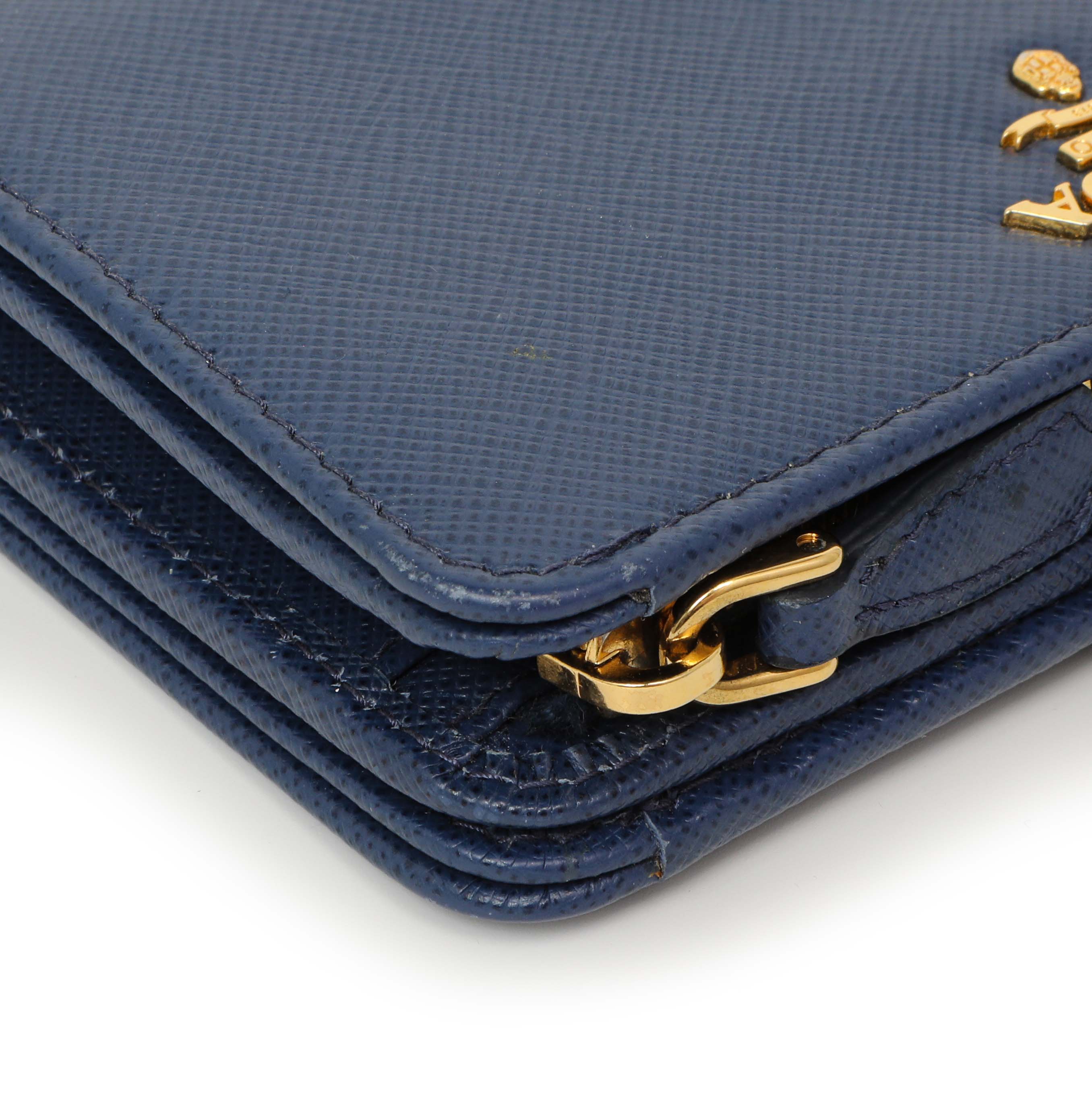 Prada Blue Saffiano Small Wallet – Modaselle