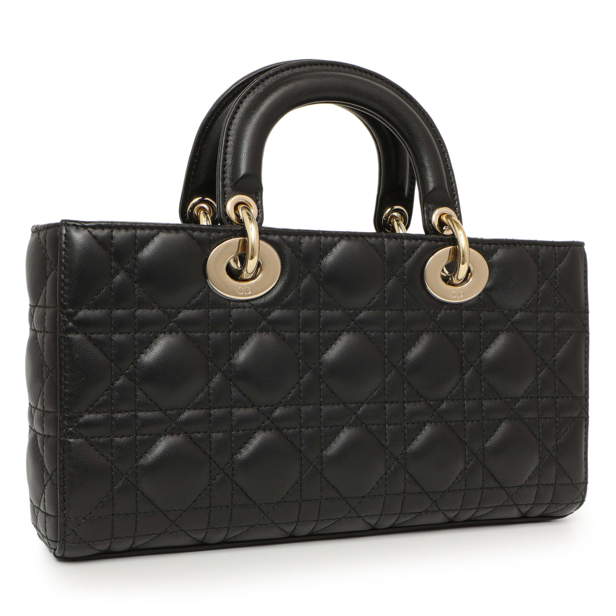 Christian Dior Black Lambskin Cannage Medium Lady D-Joy