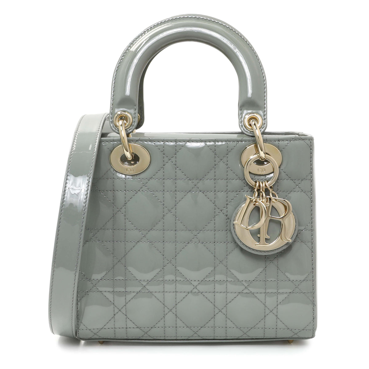 Christian Dior Grey Patent Cannage Small Lady Dior