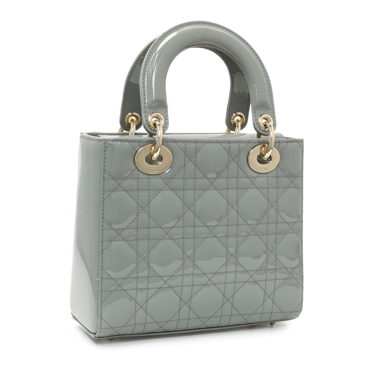 Christian Dior Grey Patent Cannage Small Lady Dior