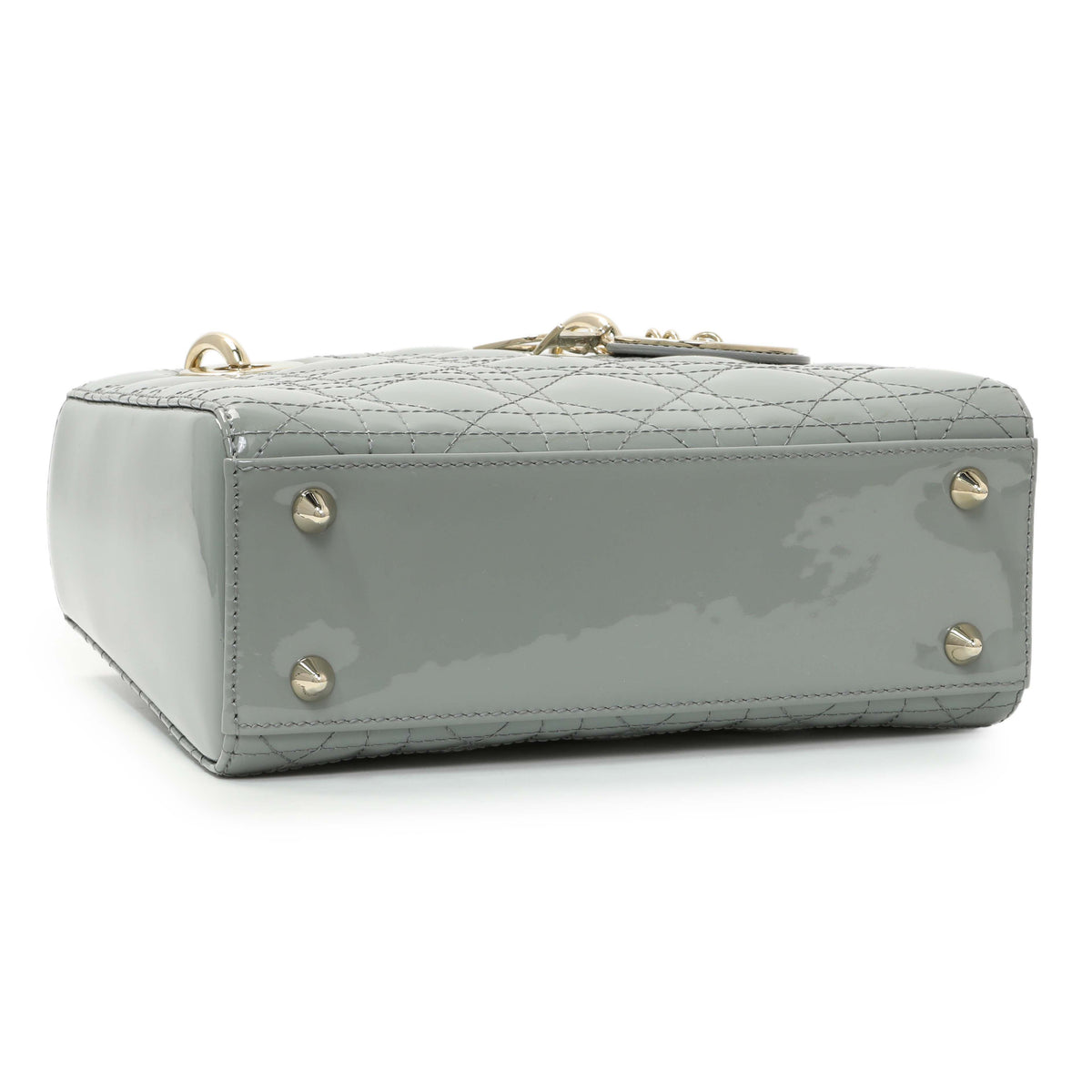 Christian Dior Grey Patent Cannage Small Lady Dior