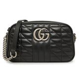 Gucci Black Aria Matelasse Calfskin Small Marmont Shoulder Bag