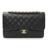Chanel Black Quilted Caviar Jumbo Double Flap Handbags Chanel
