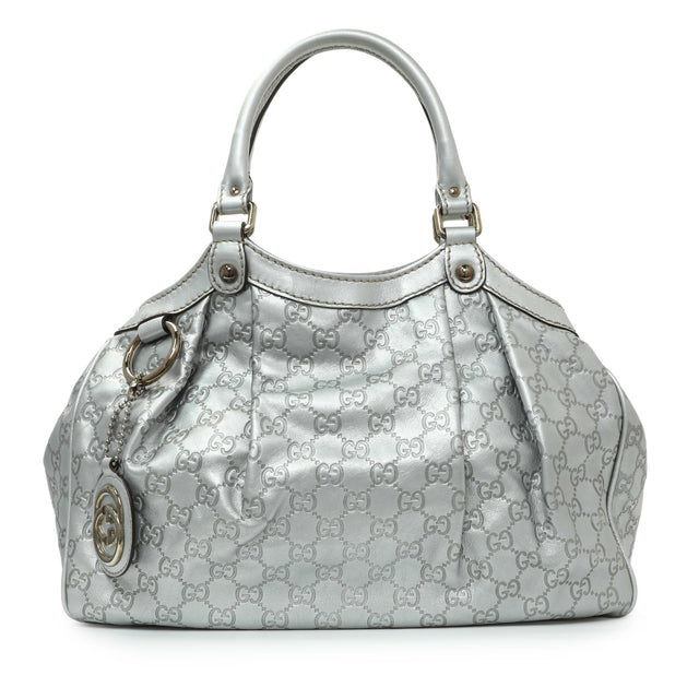 Gucci Silver Guccissima Sukey Tote Handbags Gucci