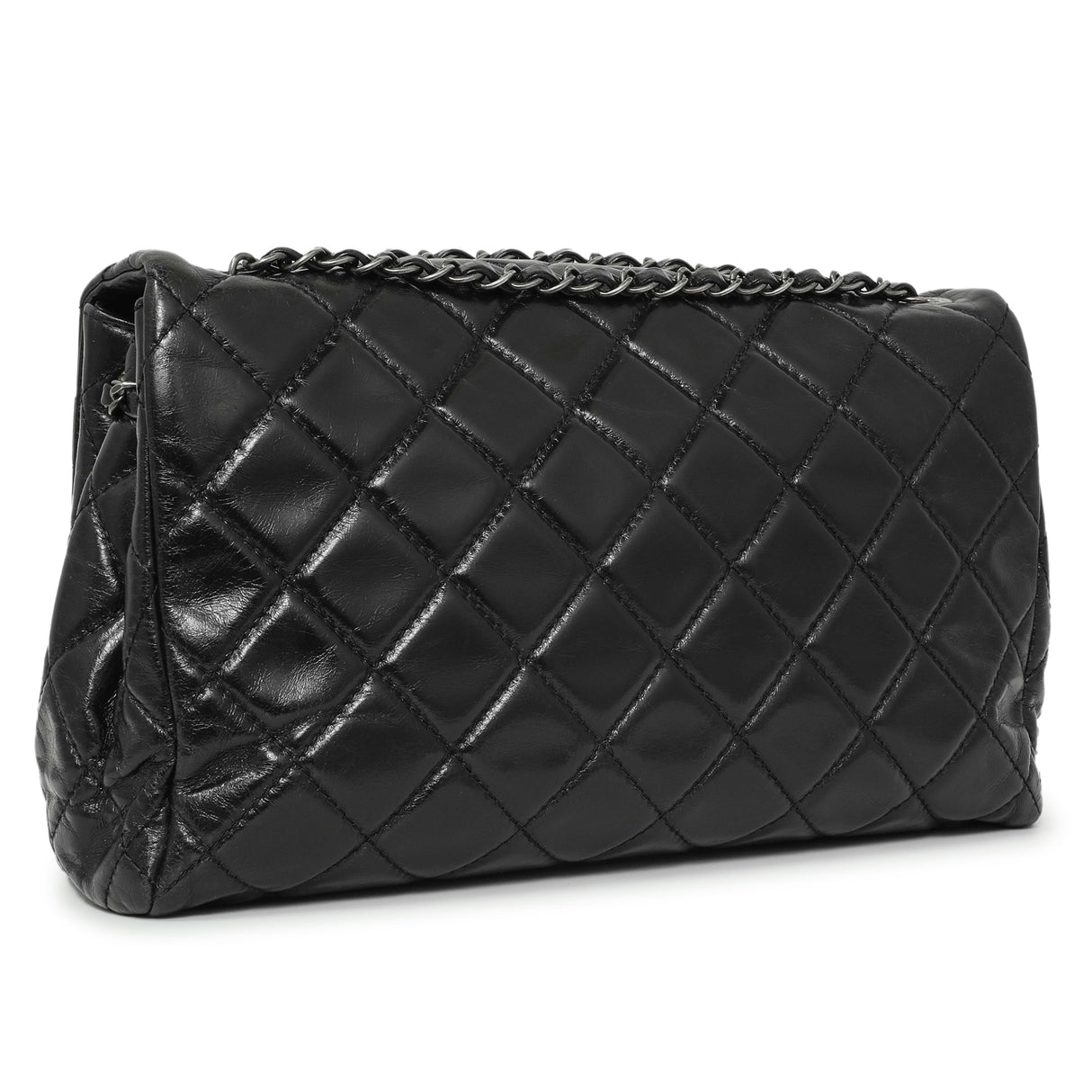 Chanel Black Quilted Glazed Calfskin Large Coco Soft Flap