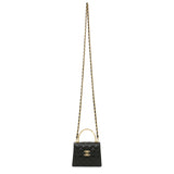 Chanel Black Lambskin Enamel Quilted Mini Top Handle Flap Handbags Chanel