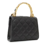 Chanel Black Lambskin Enamel Quilted Mini Top Handle Flap Handbags Chanel