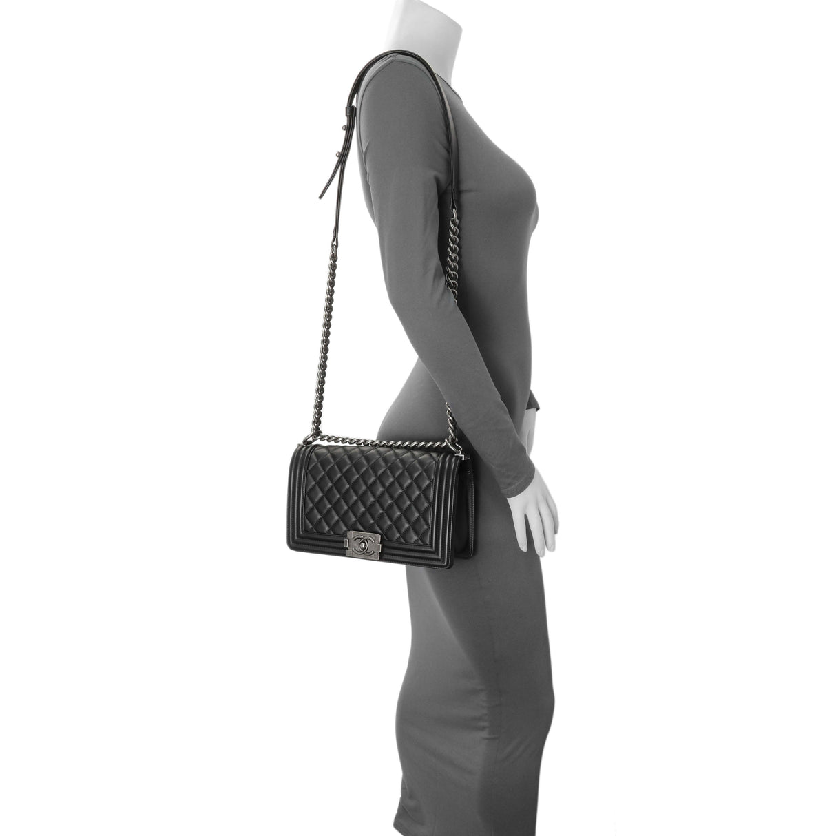 Chanel Black Quilted Lambskin Medium Boy Flap Handbags Chanel