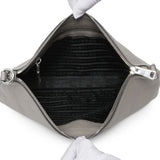 Prada Grey Vitello Daino Soft Zippered Shoulder Bag