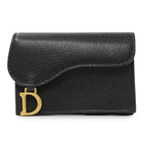 Christian Dior Black Grained Calfskin Saddle Card Holder Accessories Christian Dior