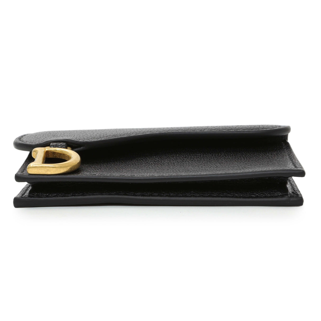 Christian Dior Black Grained Calfskin Saddle Card Holder Accessories Christian Dior